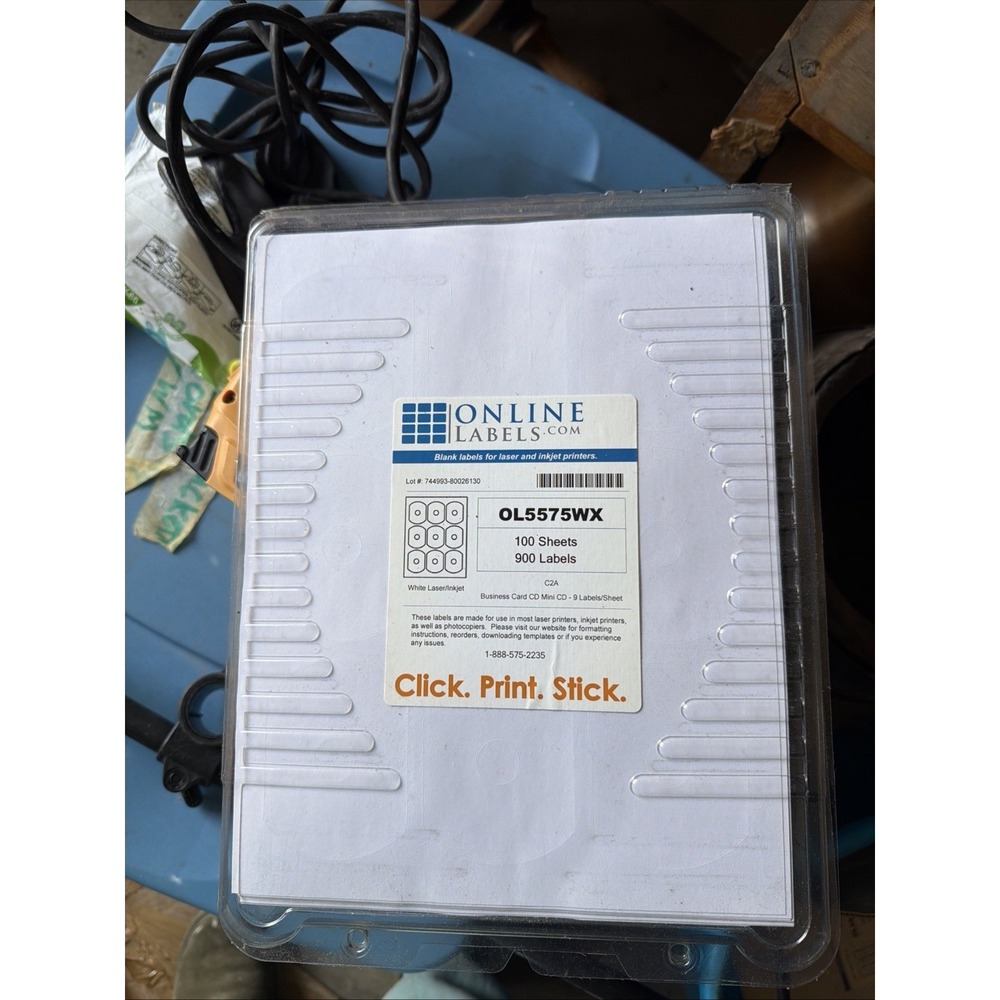 OnlineLabels OL5575WX CD Labels 100 Sheets 900 Labels Inkjet/Laser White